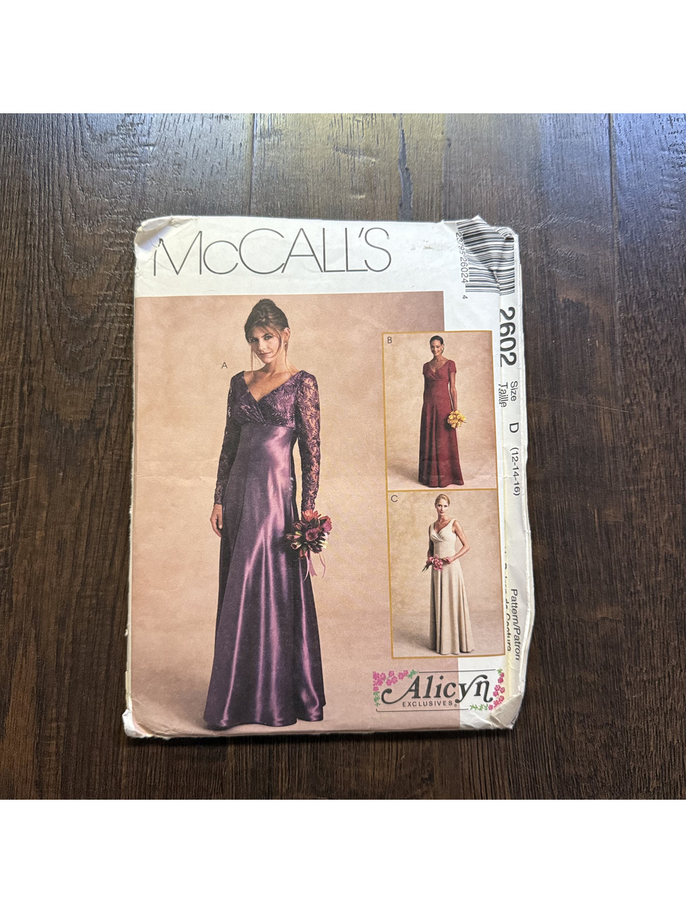 Vintage 2000 McCalls 2602 Y2K Sewing Pattern Empire Waist Formal Gown 12 14 16